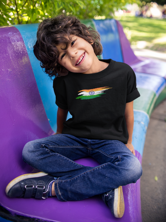 Independence Day T-shirt for Boys | Indian Flag Print | Cotton – Black