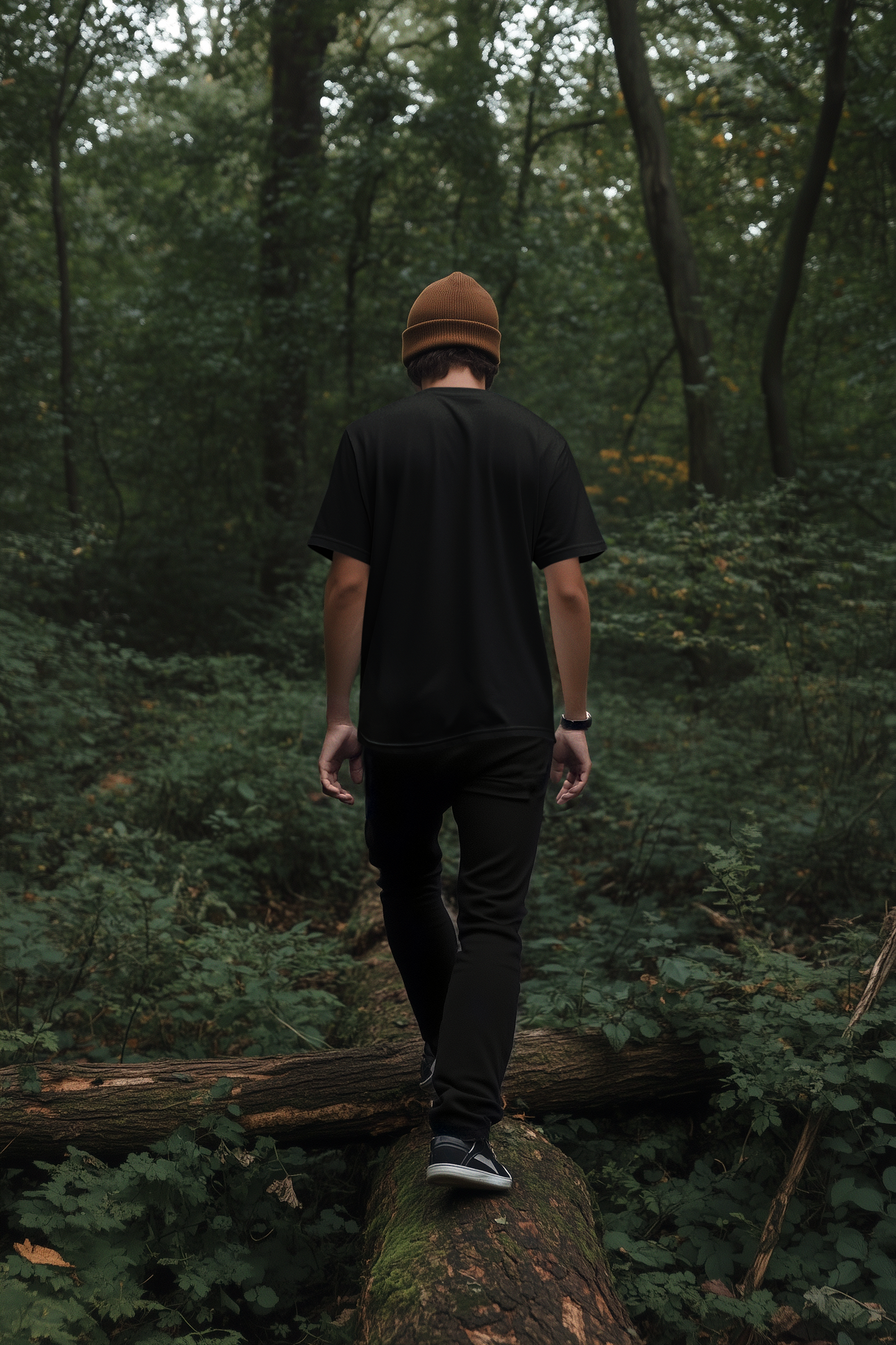 ShirtlessClub Men's Black Adventure T-Shirt | “Into The Wild” | 100% Cotton Round Neck Tee | Regular Fit for Travel, Gym & Trekking