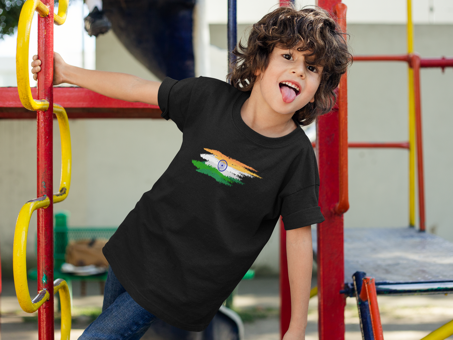 Independence Day T-shirt for Boys | Indian Flag Print | Cotton – Black