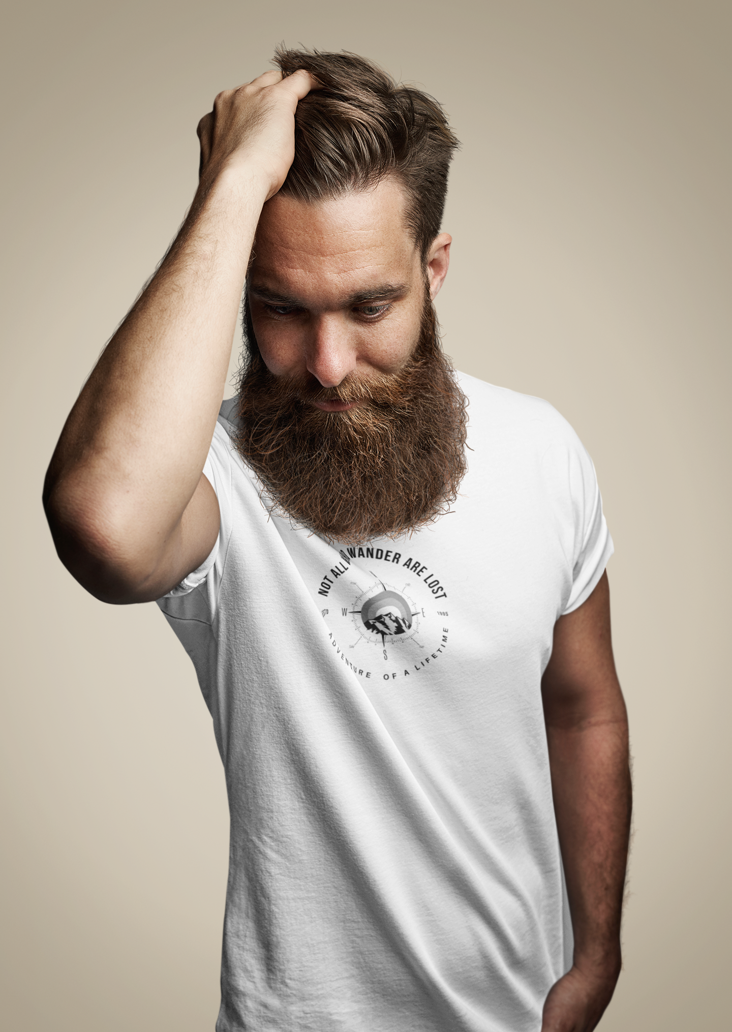 ShirtlessClub Men's White Adventure of a LifetimeT-Shirt | “Not All Who Wander Are Lost”|Navigation Compass Tshirt | Regular Fit Cotton Tee | Travel, Trekking & Gymwear