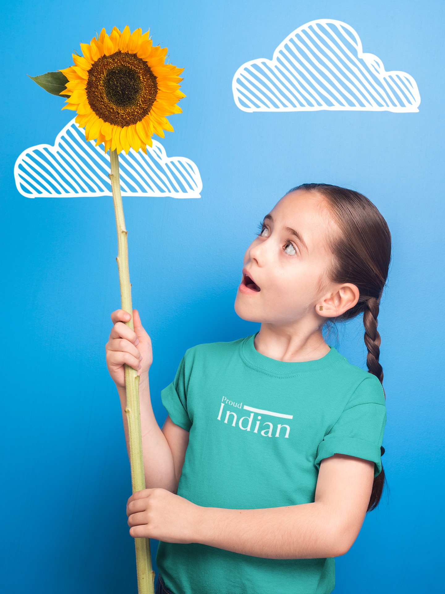 Proud Indian Girl Kids T-Shirt – Teal | Independence Day Special by ShirtlessClub