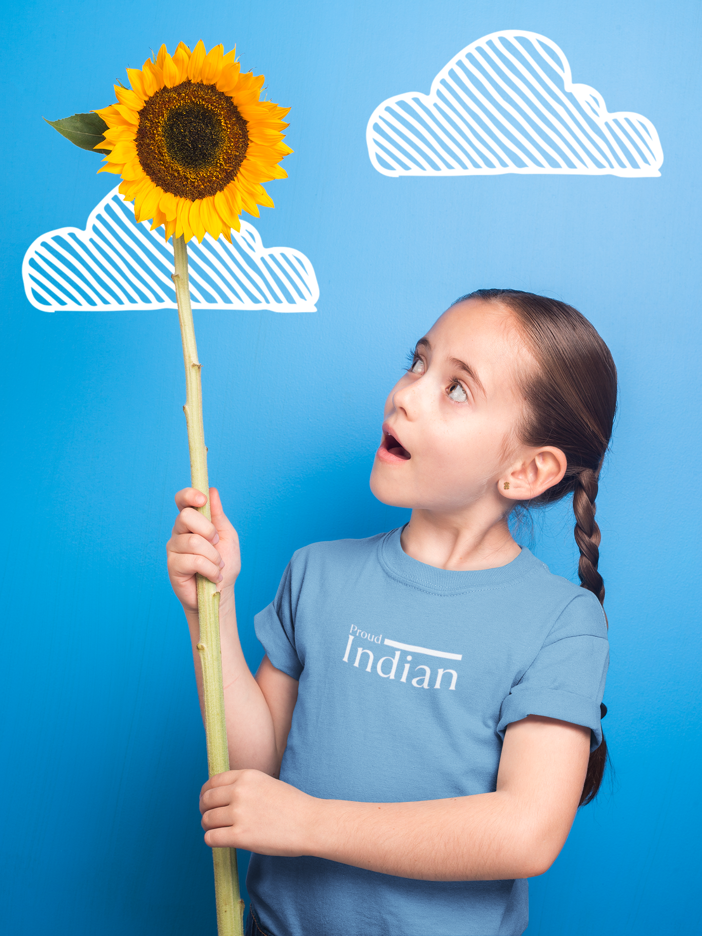 Proud Indian Girl Kids T-Shirt – Royal Blue | Independence Day Special by ShirtlessClub