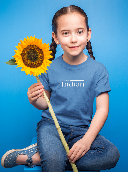 Proud Indian Girl Kids T-Shirt – Royal Blue | Independence Day Special by ShirtlessClub