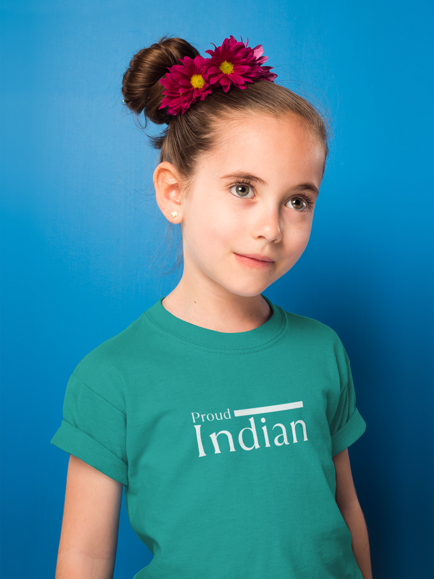 Proud Indian Girl Kids T-Shirt – Teal | Independence Day Special by ShirtlessClub