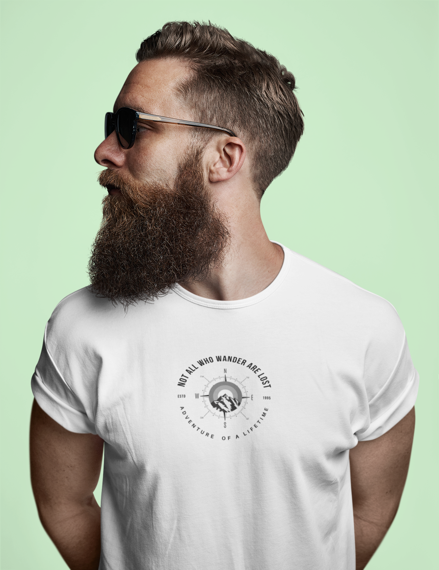 ShirtlessClub Men's White Adventure of a LifetimeT-Shirt | “Not All Who Wander Are Lost”|Navigation Compass Tshirt | Regular Fit Cotton Tee | Travel, Trekking & Gymwear