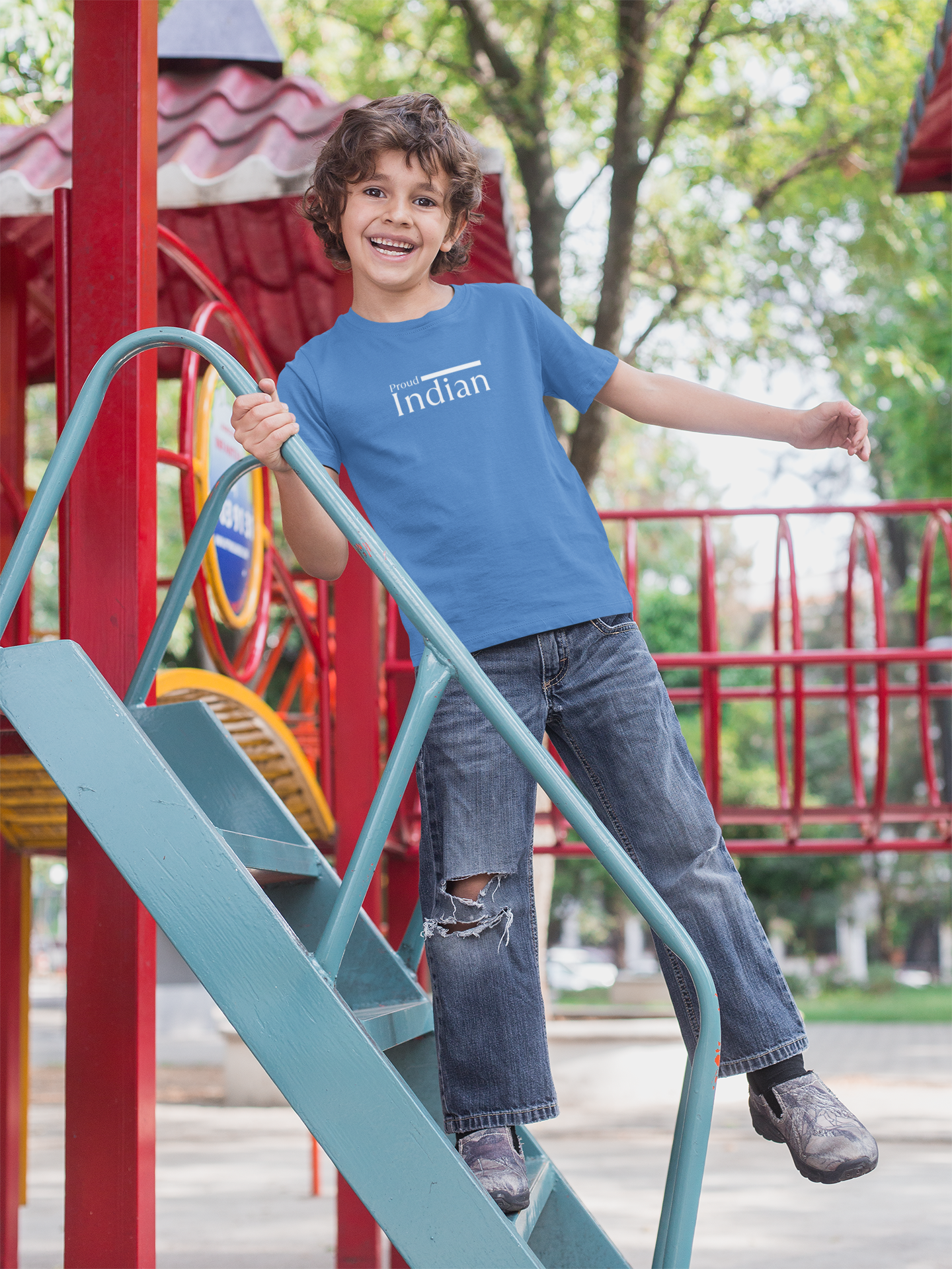 Proud Indian T-shirt for Boys | Royal Blue Cotton Tee – Independence Day
