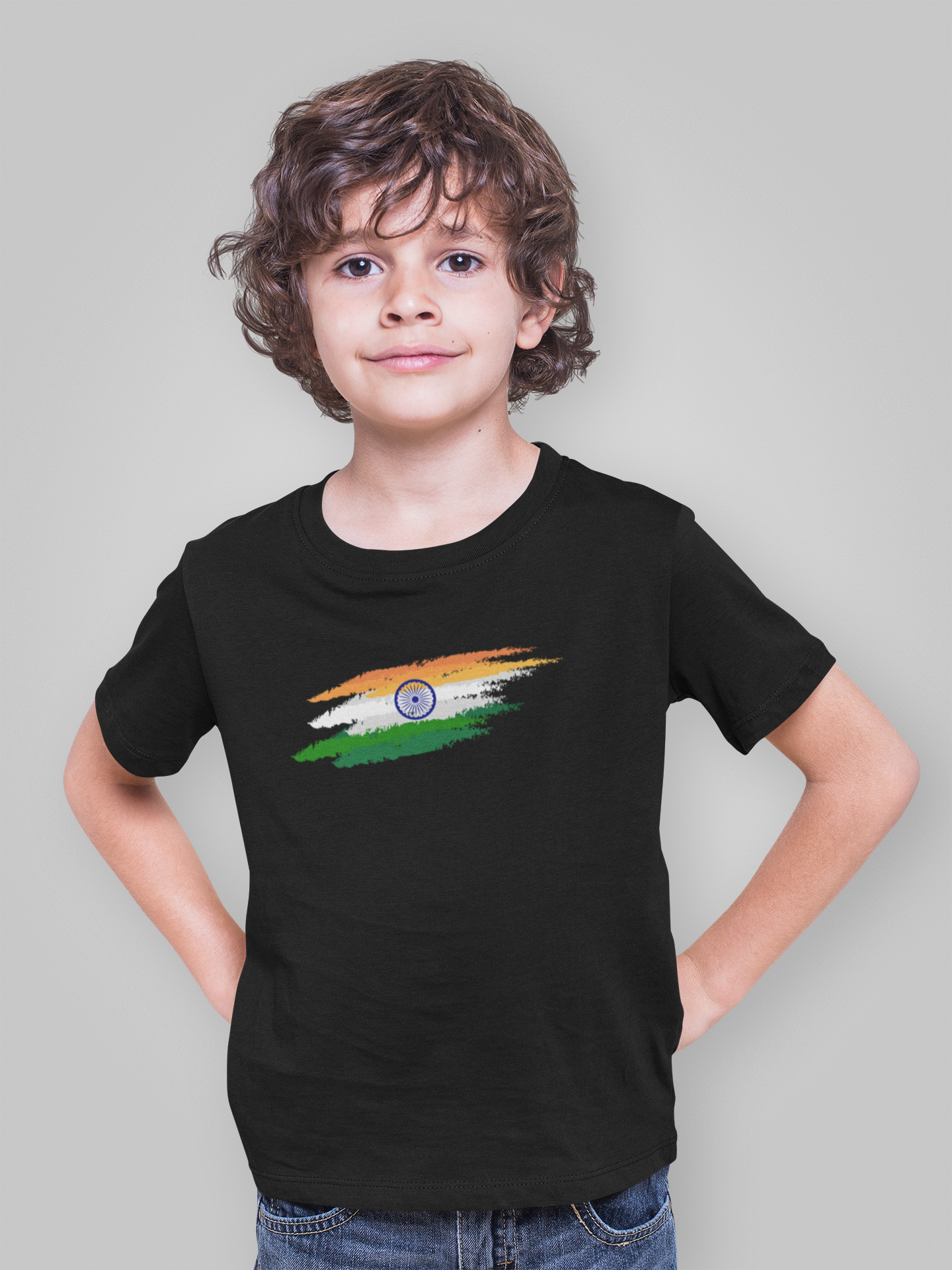 Independence Day T-shirt for Boys | Indian Flag Print | Cotton – Black