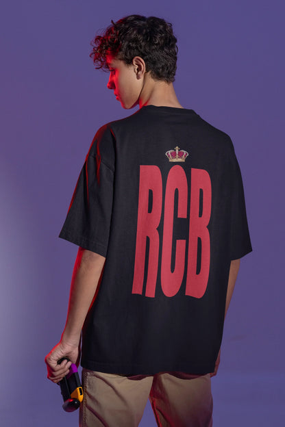 RCB Oversize Tshirt | Ee Sala Cup Namdhe Slogan | Premium Unisex Cricket Fanwear | Black | ShirtlessClub