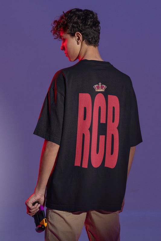 RCB Oversize Tshirt | Ee Sala Cup Namdhe Slogan | Premium Unisex Cricket Fanwear | Black | ShirtlessClub
