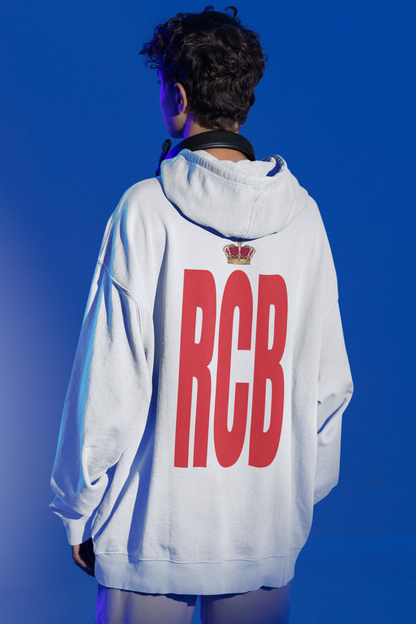 RCB White Hoodie | Premium Unisex Cricket Fanwear | 100% Cotton Fleece | ShirtlessClub