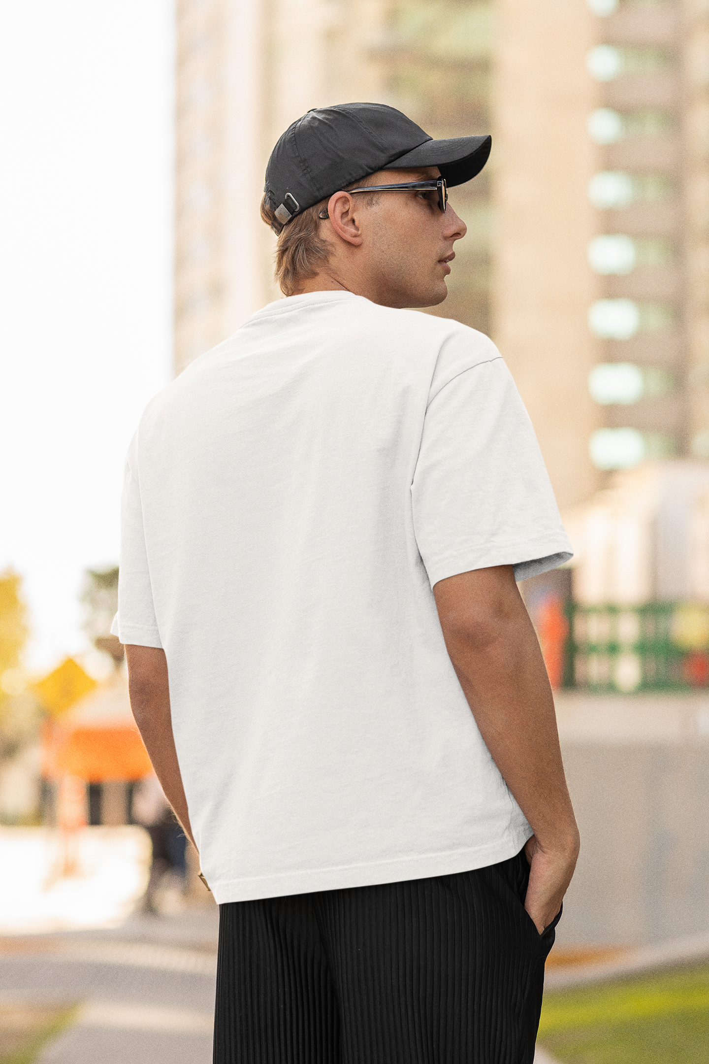 ShirtlessClub – Oversized Gym T-Shirt for Men | Never Give Up Loop Design | 220 GSM Cotton – White / Half White