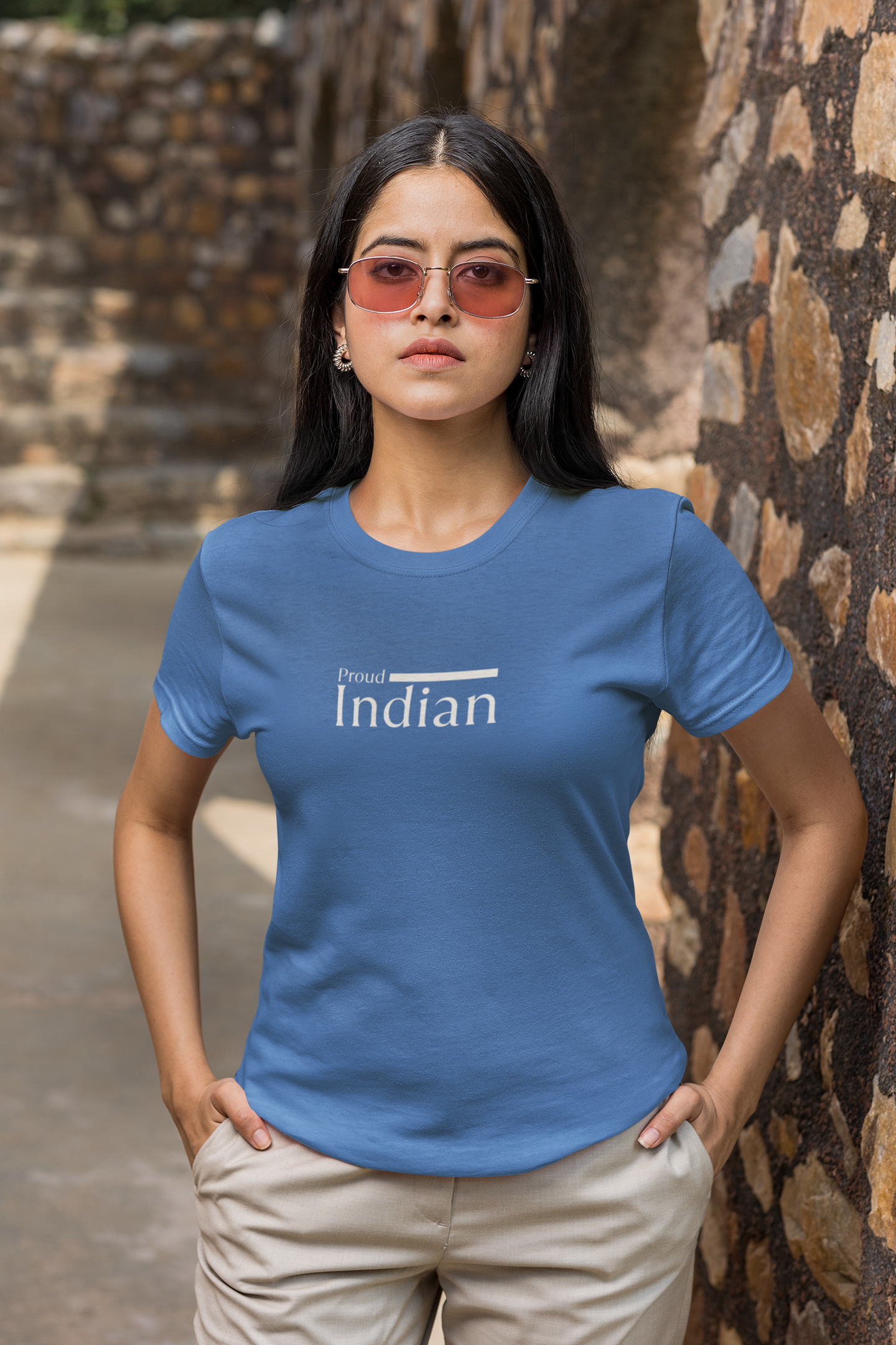 ShirtlessClub – Proud Indian T-Shirt for Women | Royal Blue | Independence Day Edition | 100% Cotton
