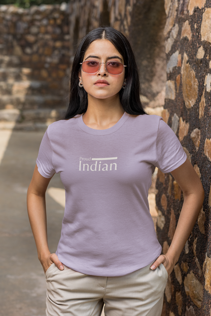 ShirtlessClub – Proud Indian T-Shirt for Women | Lilac | Independence Day Collection | 100% Cotton