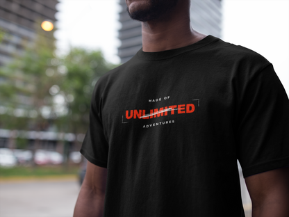 Made of Adventures Men’s Black Round Neck T-Shirt | 100% Super Combed Cotton | Anti-Microbial | ShirtlessClub