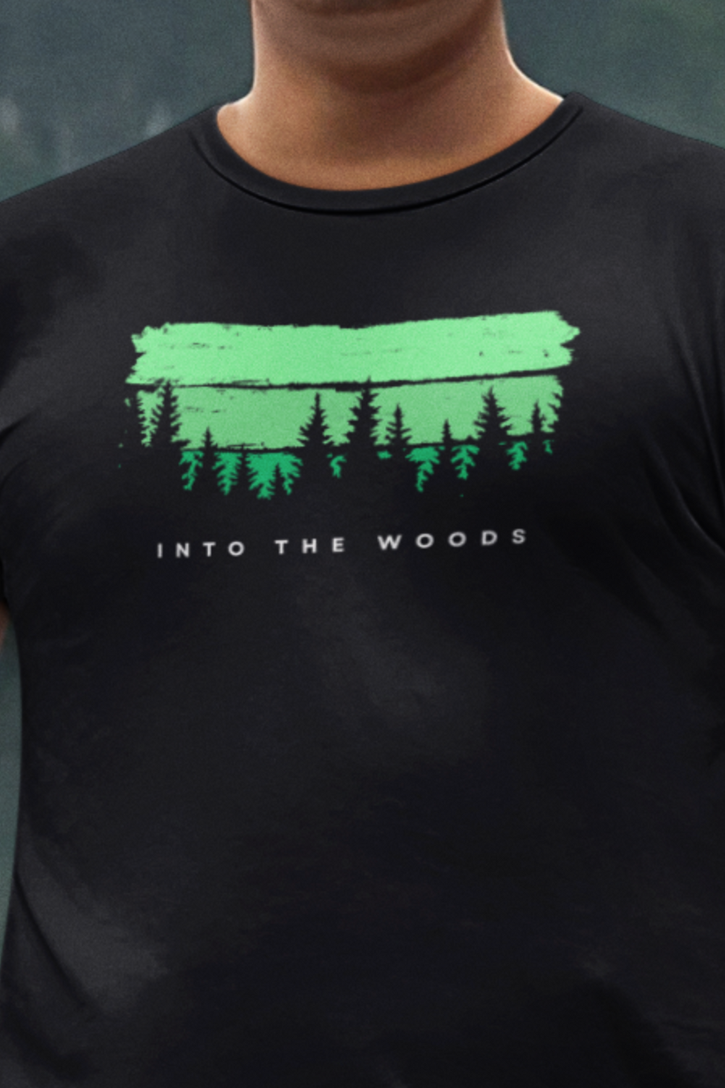 ShirtlessClub Men's Black Adventure T-Shirt | “Into The Wild” | 100% Cotton Round Neck Tee | Regular Fit for Travel, Gym & Trekking