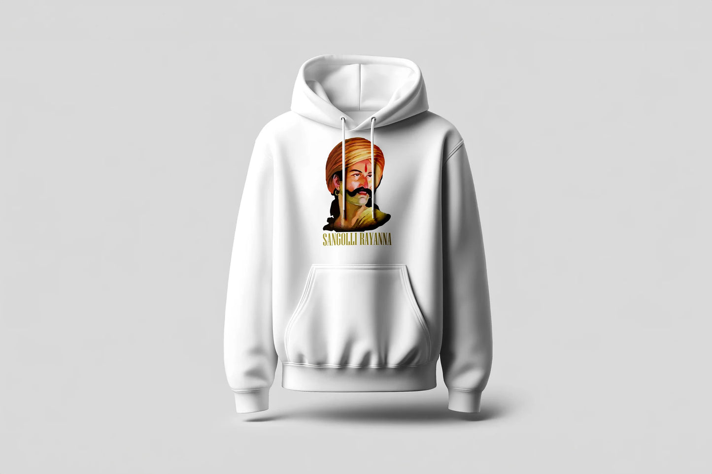 Sangolli Rayanna Printed Hoodie | Kittur Hero Heritage Edition | Unisex Kannada Hoodie | Black & White | ShirtlessClub