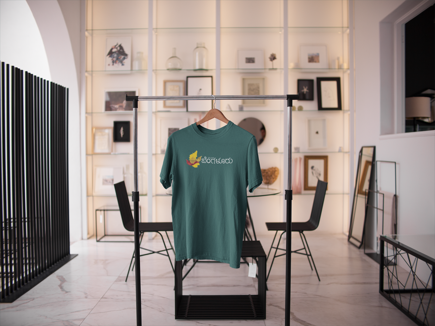 Namma Ooru Bengaluru Printed Tshirt | Unisex City Pride Tee | Black, Green | ShirtlessClub