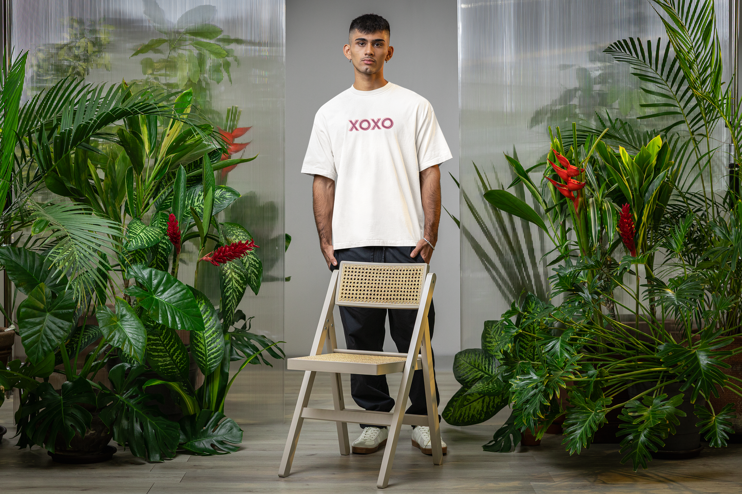 ShirtlessClub – Oversized Gym T-Shirt for Men | XOXO Print | Heavy Cotton 220 GSM – White / Black