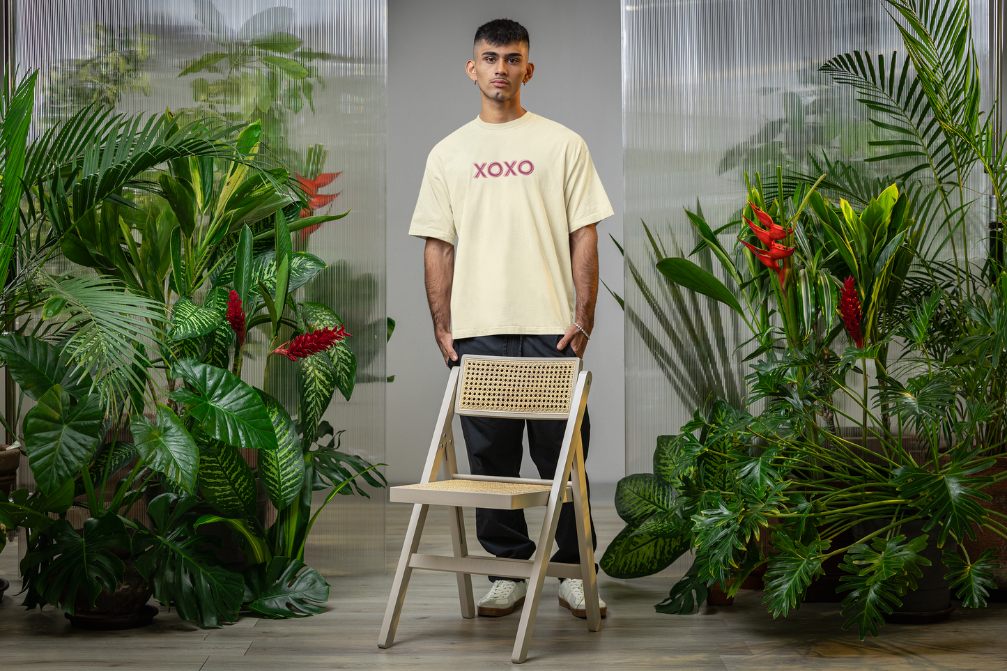 ShirtlessClub – Oversized Gym T-Shirt for Men | XOXO Print | Heavy Cotton 220 GSM – White / Black