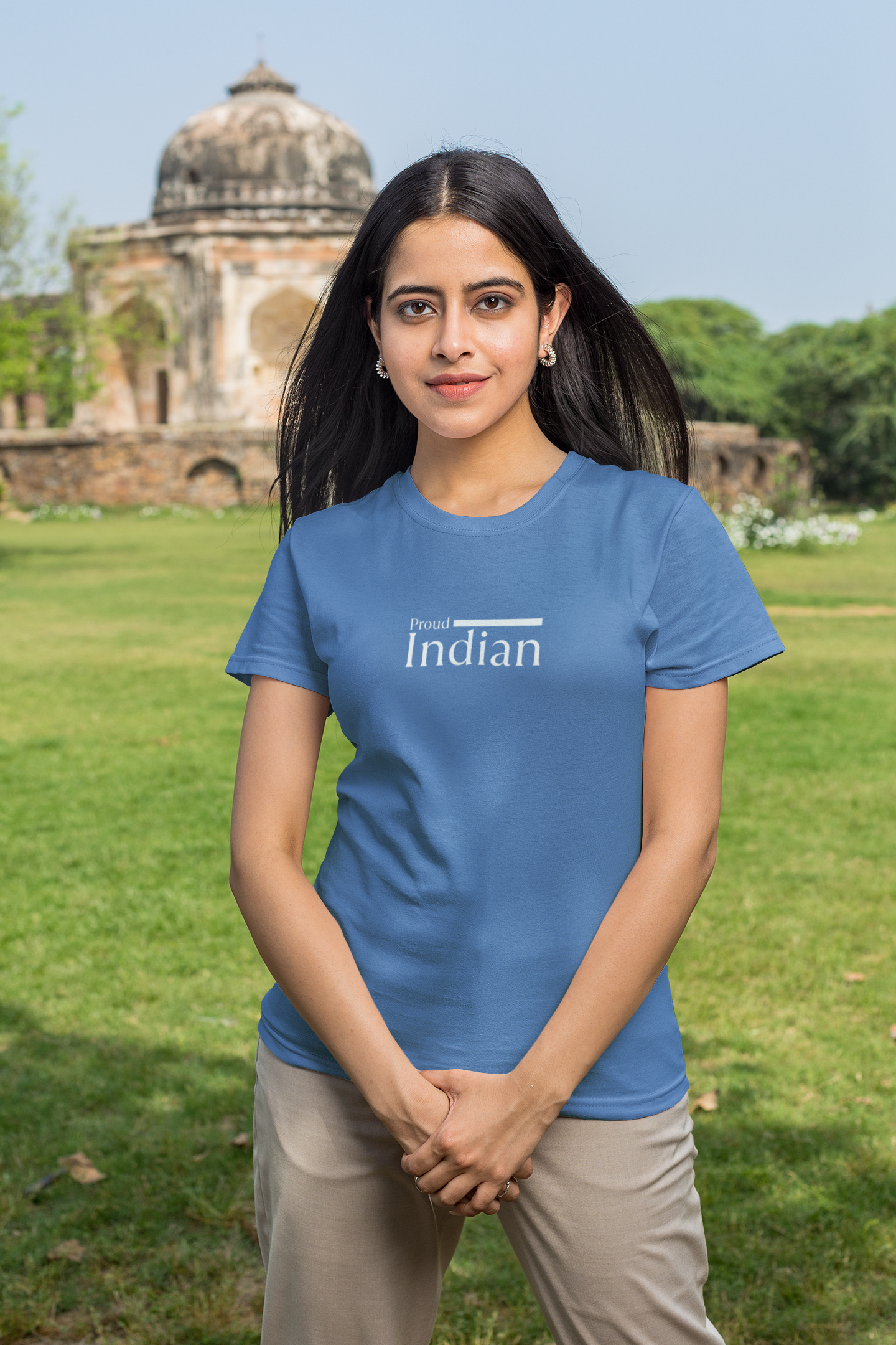 ShirtlessClub – Proud Indian T-Shirt for Women | Royal Blue | Independence Day Edition | 100% Cotton