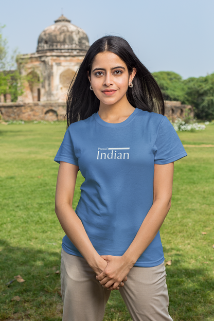 ShirtlessClub – Proud Indian T-Shirt for Women | Royal Blue | Independence Day Edition | 100% Cotton