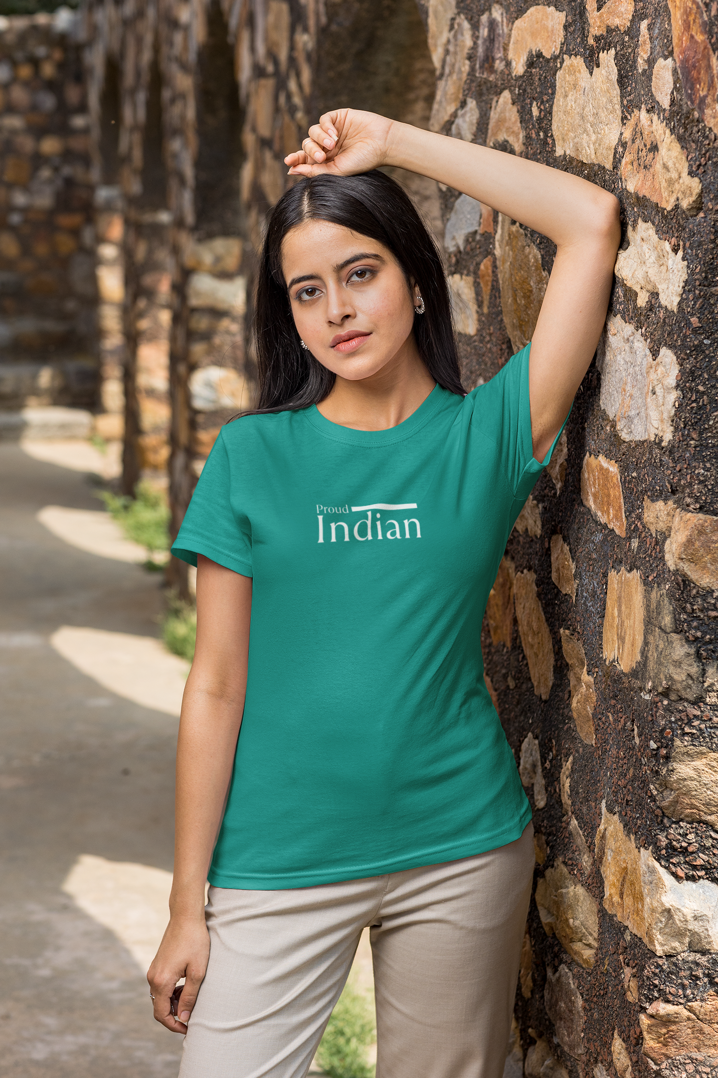 ShirtlessClub – Proud Indian T-Shirt for Women | Independence Day Edition | 100% Cotton – Teal
