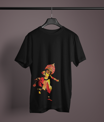 Yakshagana Printed Tshirt | Unisex Coastal Karnataka Heritage Tee | Black, White | ShirtlessClub