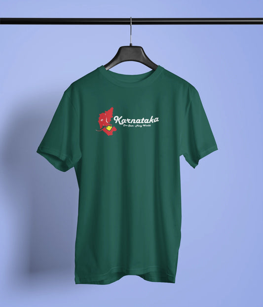 Karnataka One State Many World Tshirt | Unisex | Black, Green & Royal Blue | Premium Cotton | ShirtlessClub