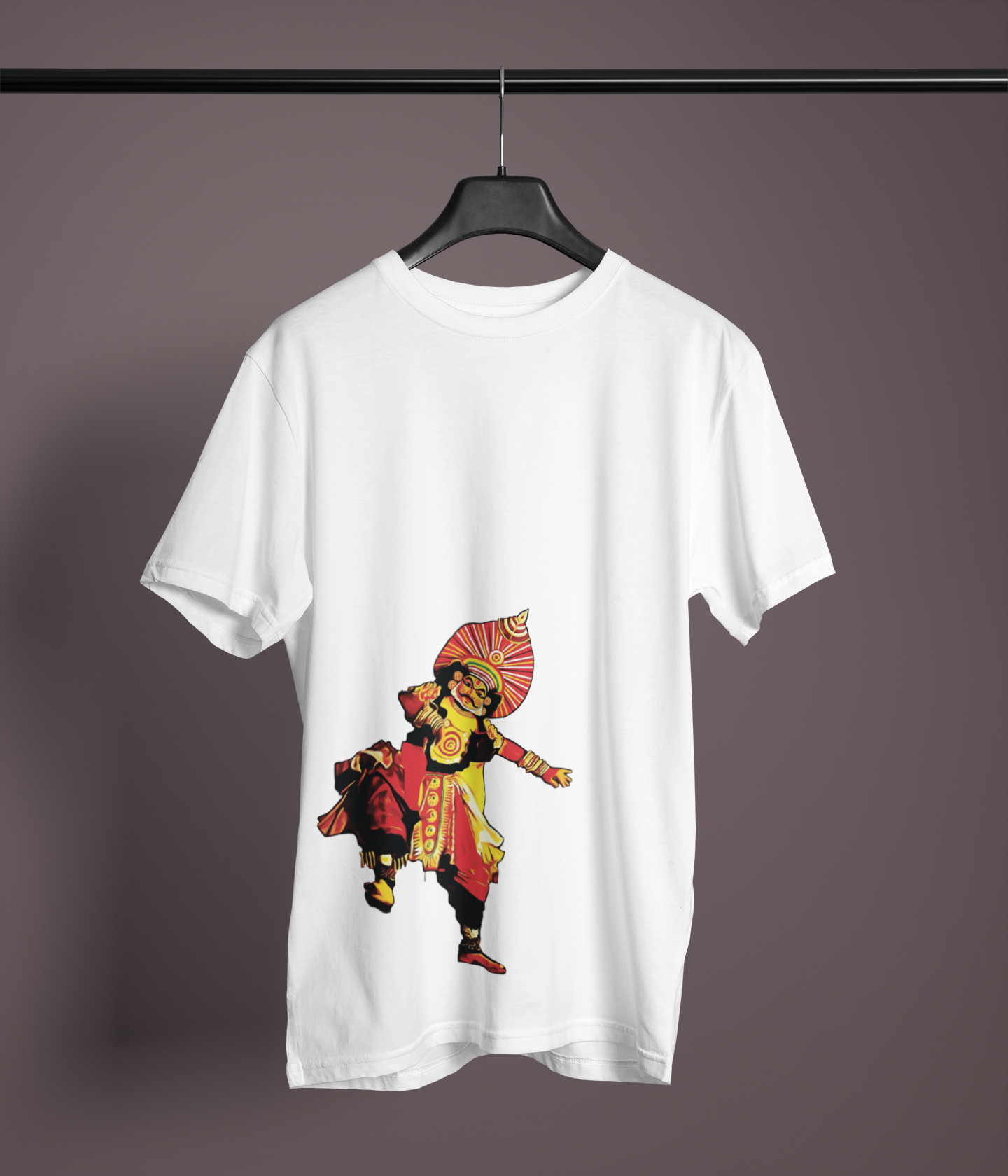 Yakshagana Printed Tshirt | Unisex Coastal Karnataka Heritage Tee | Black, White | ShirtlessClub