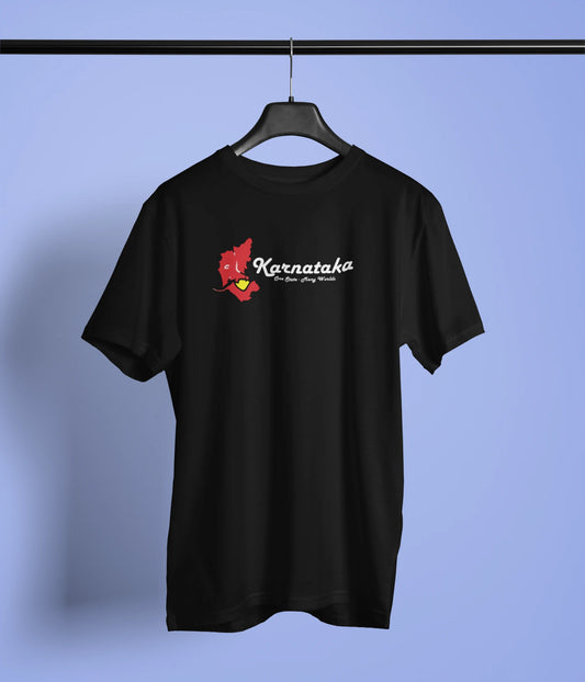 Karnataka One State Many World Tshirt | Unisex | Black, Green & Royal Blue | Premium Cotton | ShirtlessClub