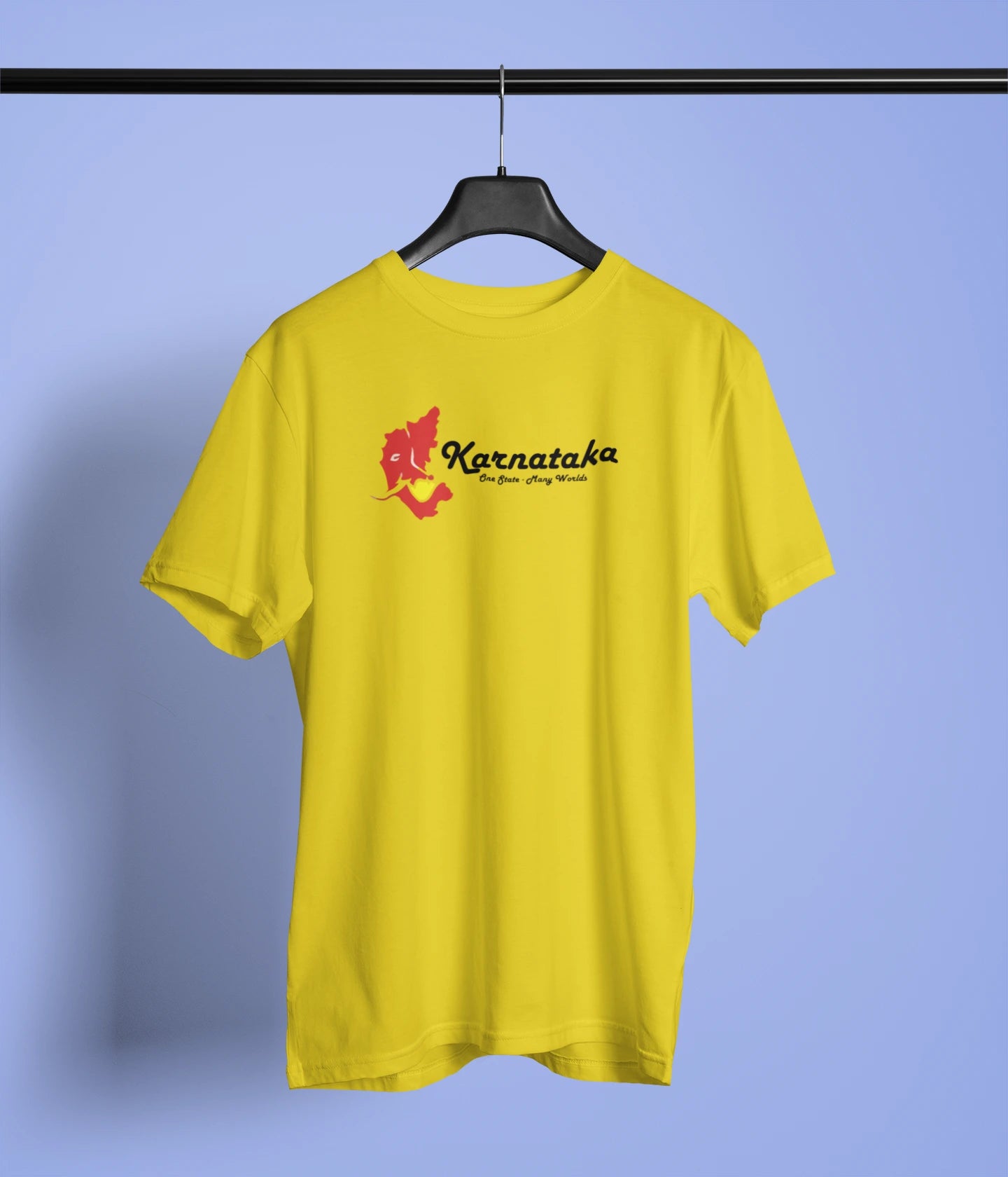 Karnataka One State Many World Tshirt | Unisex | Yellow, White & Royal Blue | Premium Cotton | ShirtlessClub