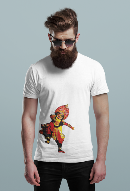 Yakshagana Printed Tshirt | Unisex Coastal Karnataka Heritage Tee | Black, White | ShirtlessClub