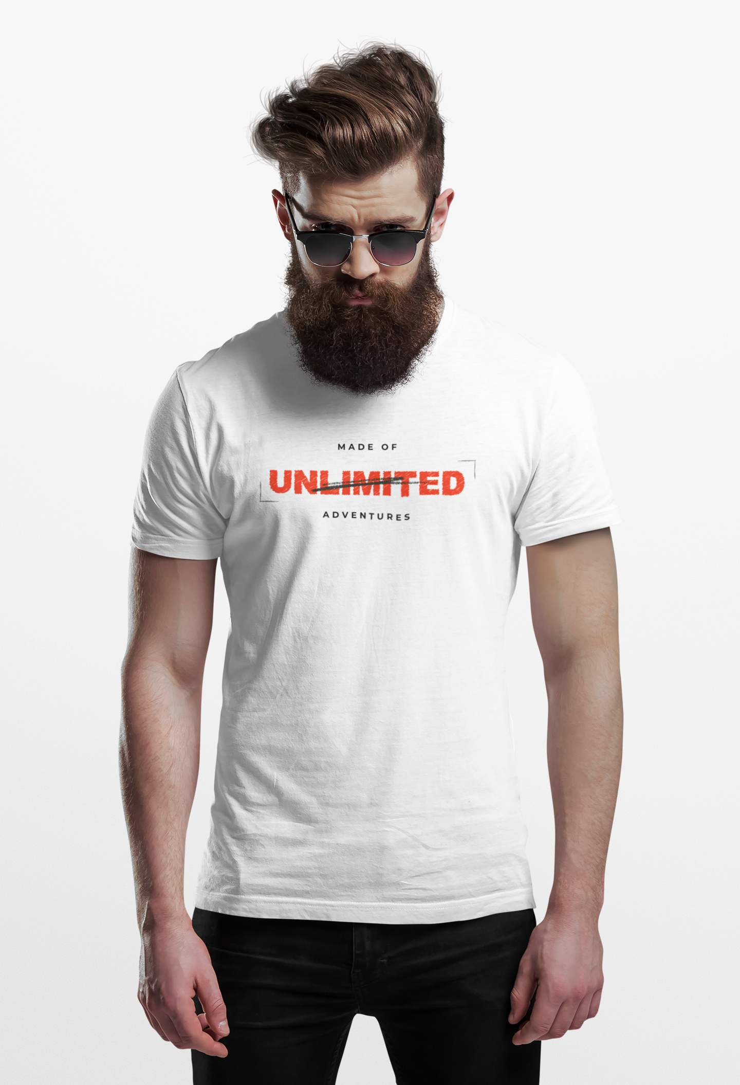 ShirtlessClub Men's White Adventure T-Shirt | 100% Cotton Regular Fit | "Made of Adventures" Graphic Tee | Trekking, Gym & Travel Wear