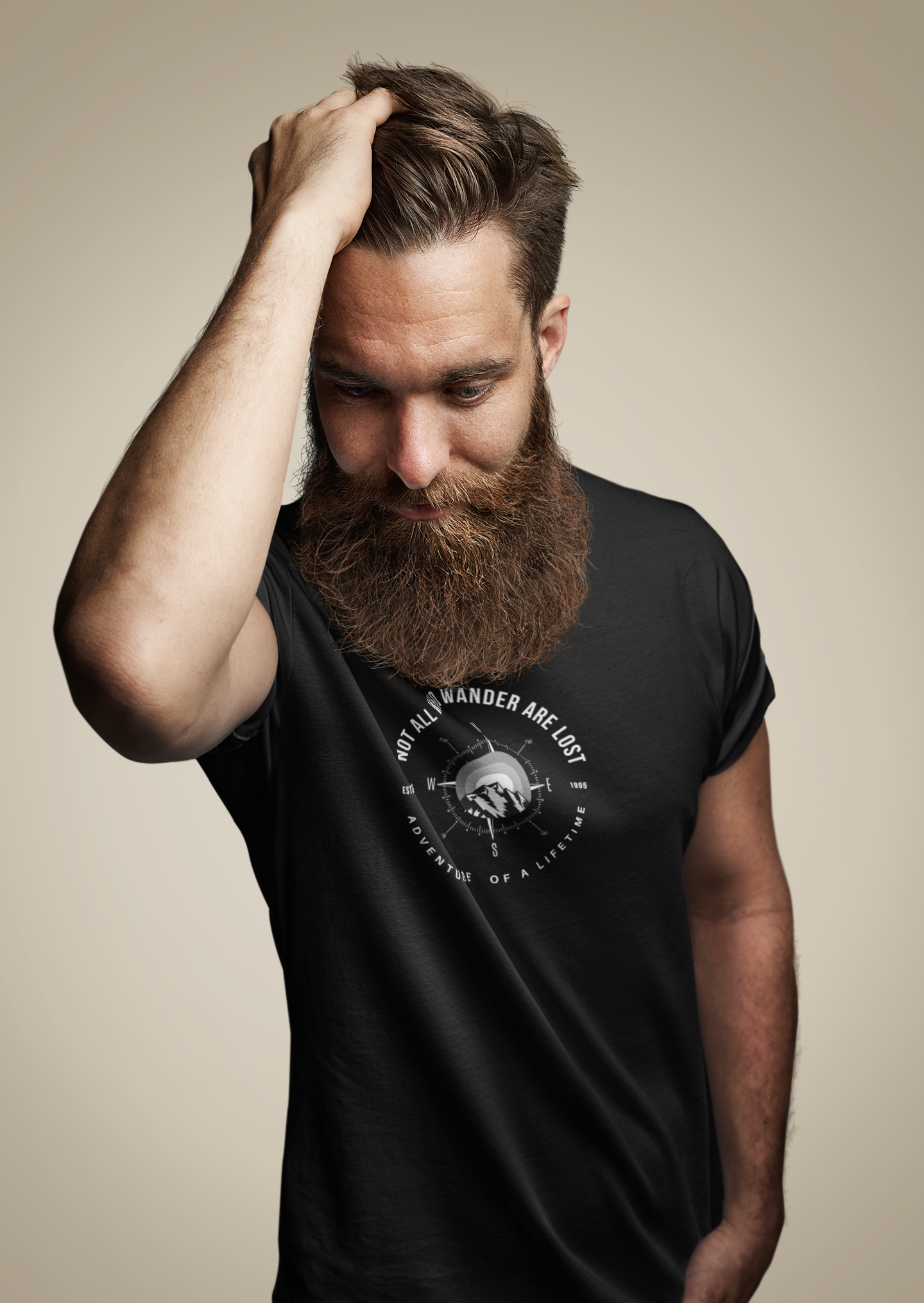 ShirtlessClub Men's Black Adventure of a LifetimeT-Shirt | “Not All Who Wander Are Lost” | Navigation Compass Tshirt | Regular Fit Cotton Tee | Travel, Trekking & Gymwear