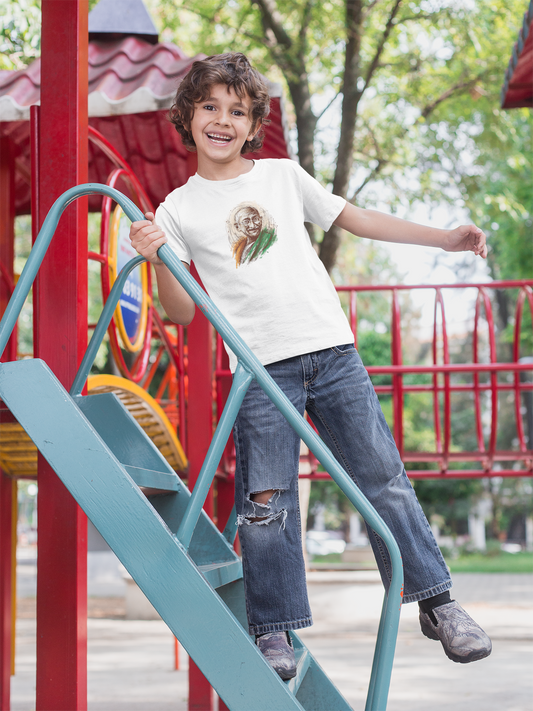 Mahatma Gandhi T-shirt for Boys | White Cotton Tee for Independence Day – 1–14 Yrs
