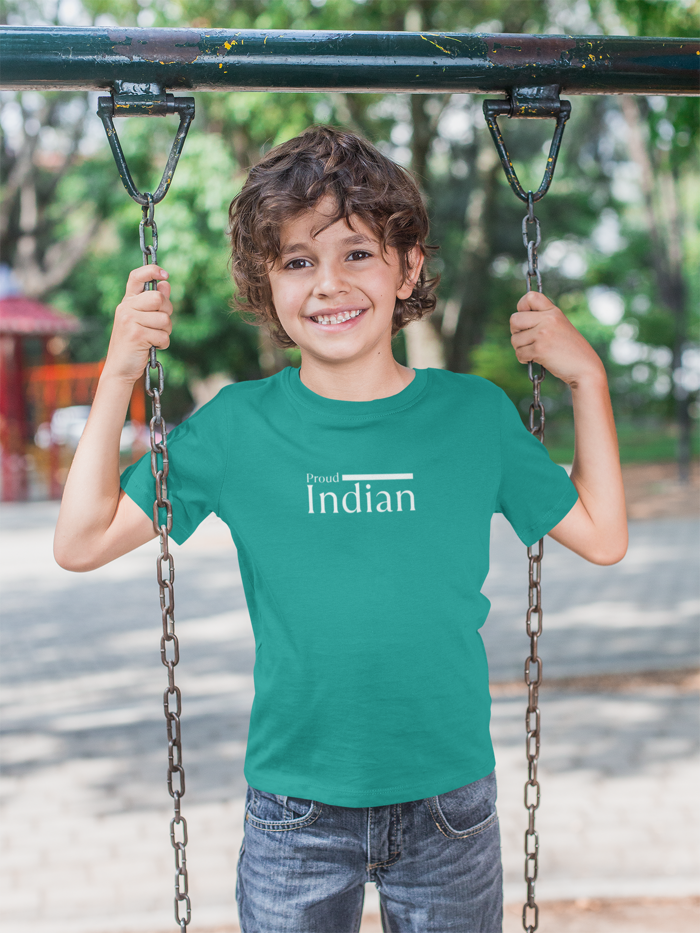 Proud Indian T-shirt for Boys | Teal Cotton Tee for Independence Day