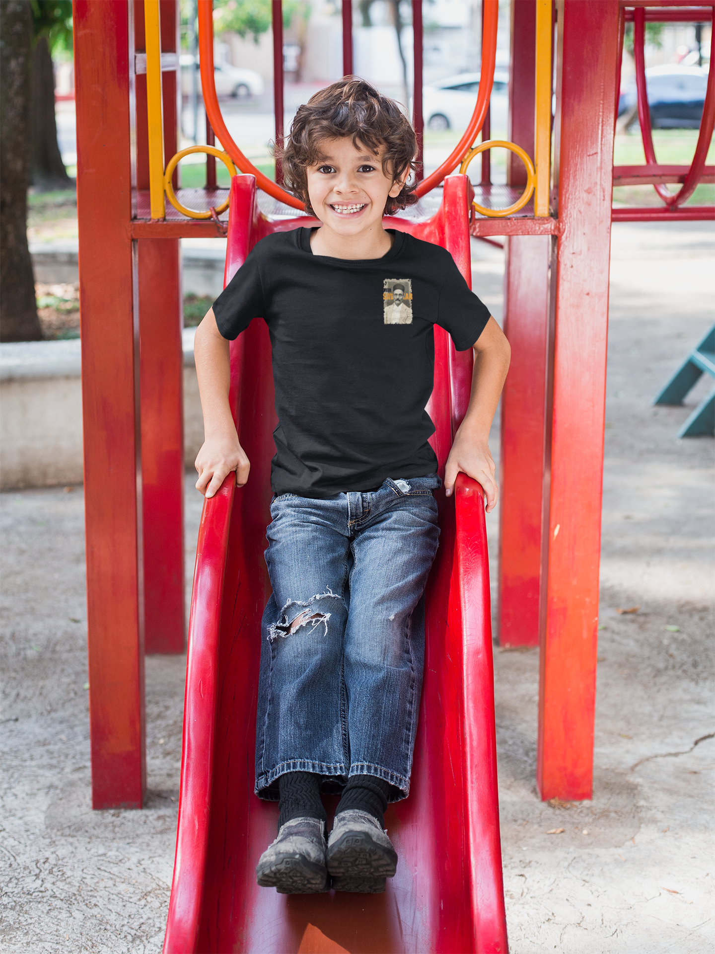 Veer Savarkar T-shirt for Boys | Independence Day Black Cotton Tee – 1–14 Yrs