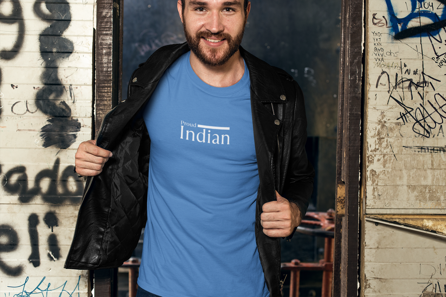 ShirtlessClub – Men’s Round Neck Independence Day T-Shirt | “Proud Indian” Chest Print | 100% Cotton – Royal Blue