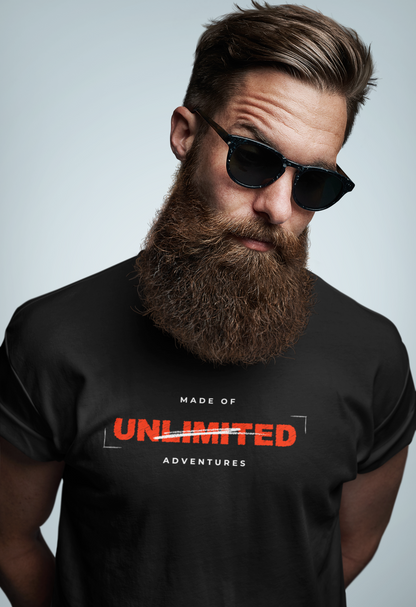 Made of Adventures Men’s Black Round Neck T-Shirt | 100% Super Combed Cotton | Anti-Microbial | ShirtlessClub