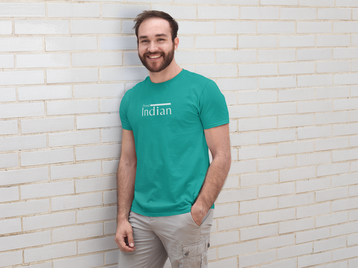 ShirtlessClub – Men’s Round Neck Independence Day T-Shirt | “Proud Indian” Chest Print | 100% Cotton – Teal