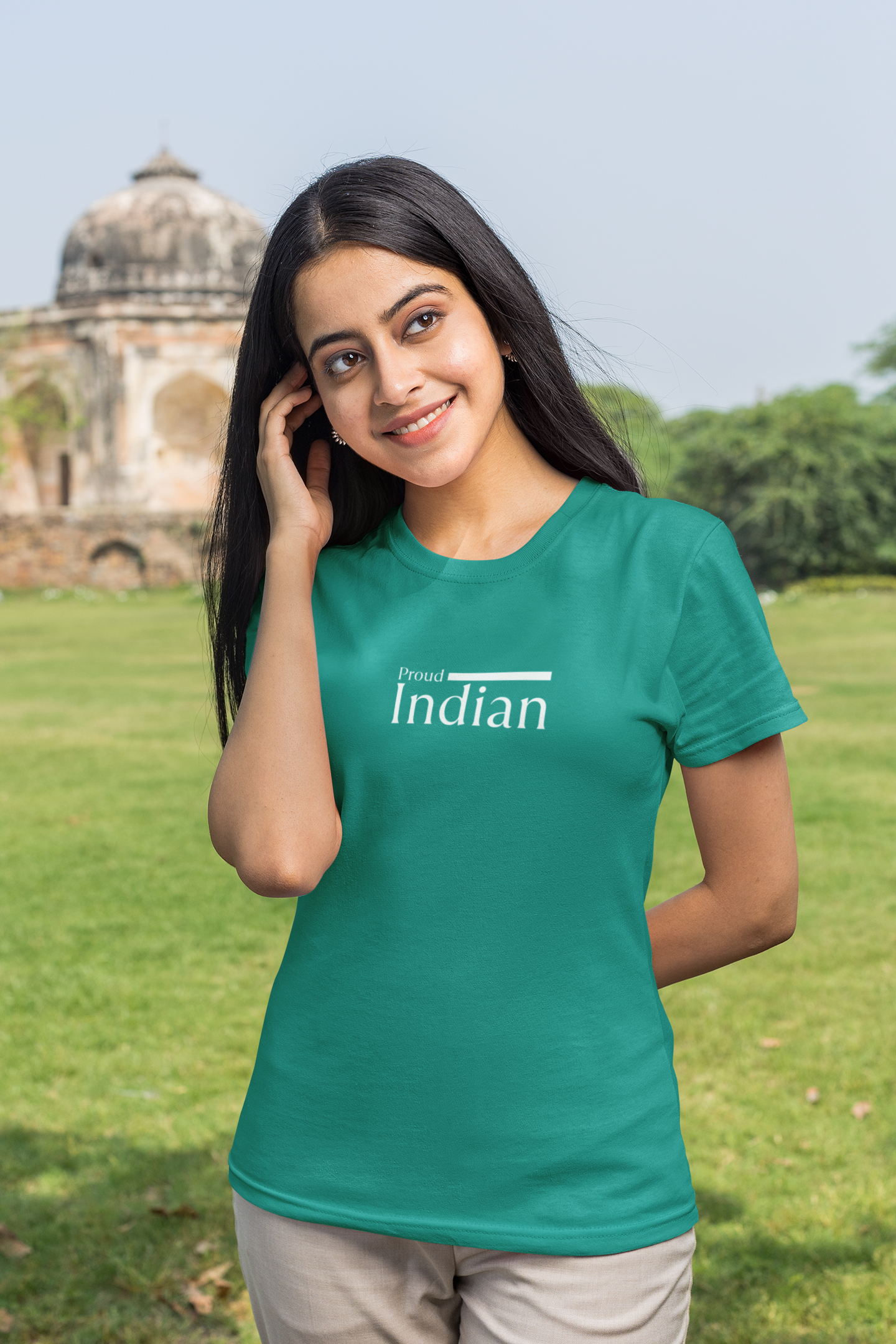 ShirtlessClub – Proud Indian T-Shirt for Women | Independence Day Edition | 100% Cotton – Teal