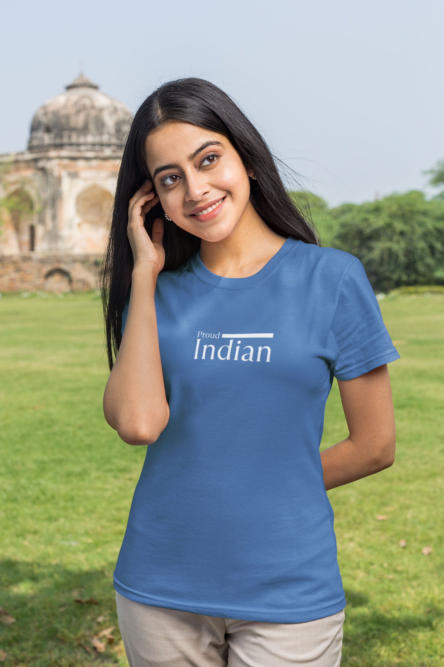 ShirtlessClub – Proud Indian T-Shirt for Women | Royal Blue | Independence Day Edition | 100% Cotton
