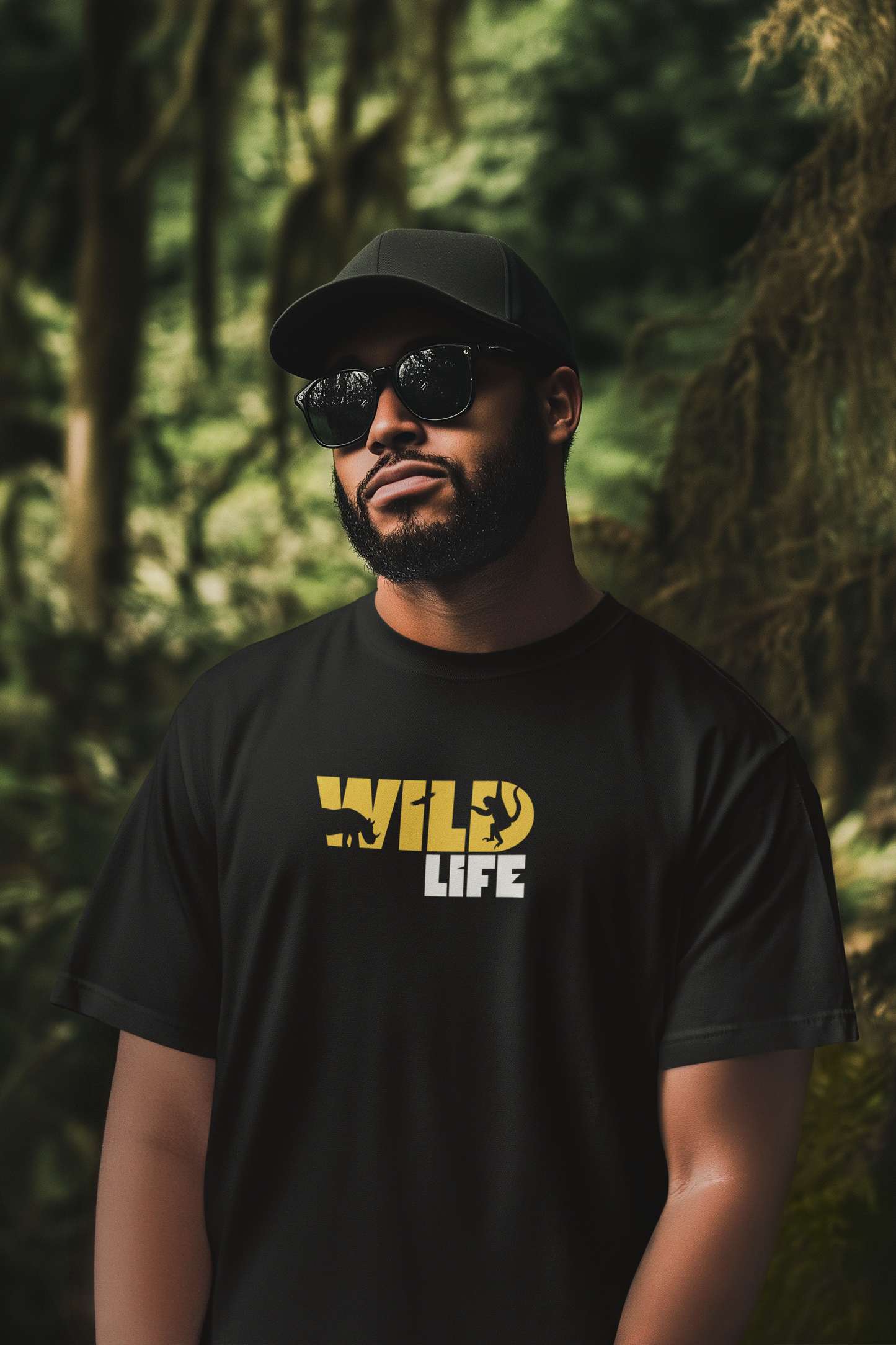 ShirtlessClub – Wild Life Adventure T-Shirt for Men | 100% Cotton | Bio-Washed & Durable – Black / Maroon / Green