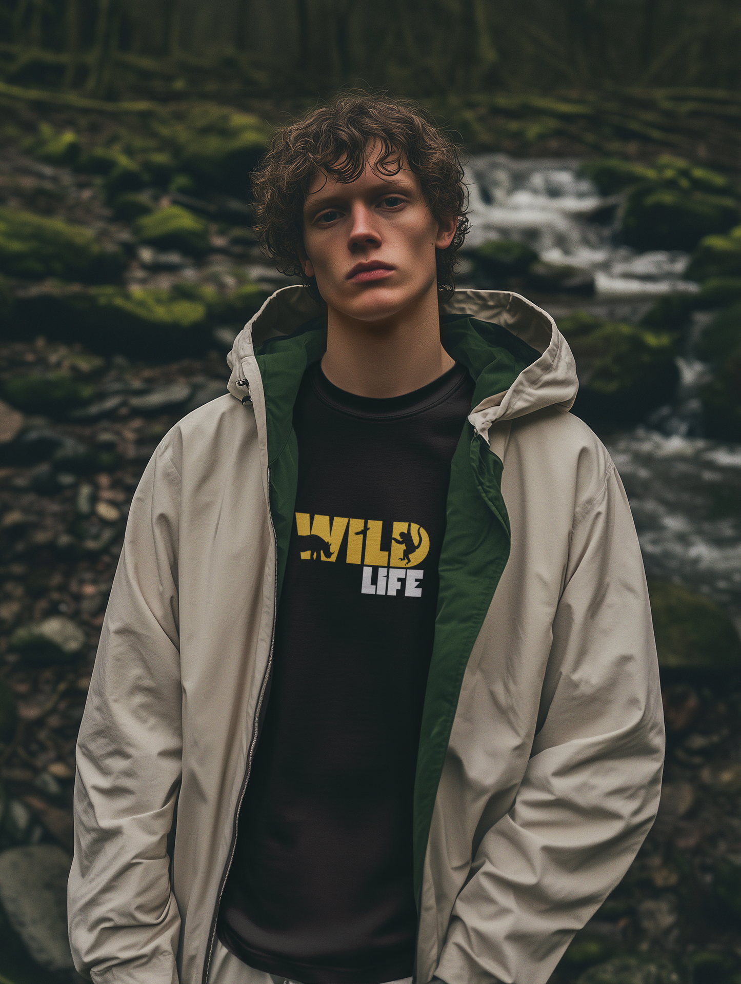 ShirtlessClub – Wild Life Adventure T-Shirt for Men | 100% Cotton | Bio-Washed & Durable – Black / Maroon / Green