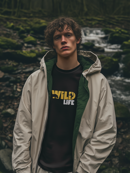 ShirtlessClub – Wild Life Adventure T-Shirt for Men | 100% Cotton | Bio-Washed & Durable – Black / Maroon / Green