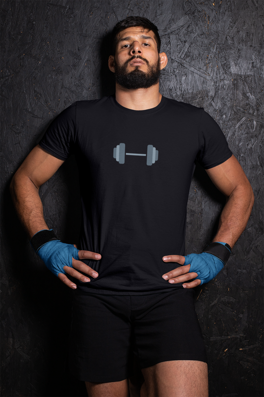 ShirtlessClub – Gym T-Shirt for Men | Barbell Design | 100% Cotton Regular Fit – Black